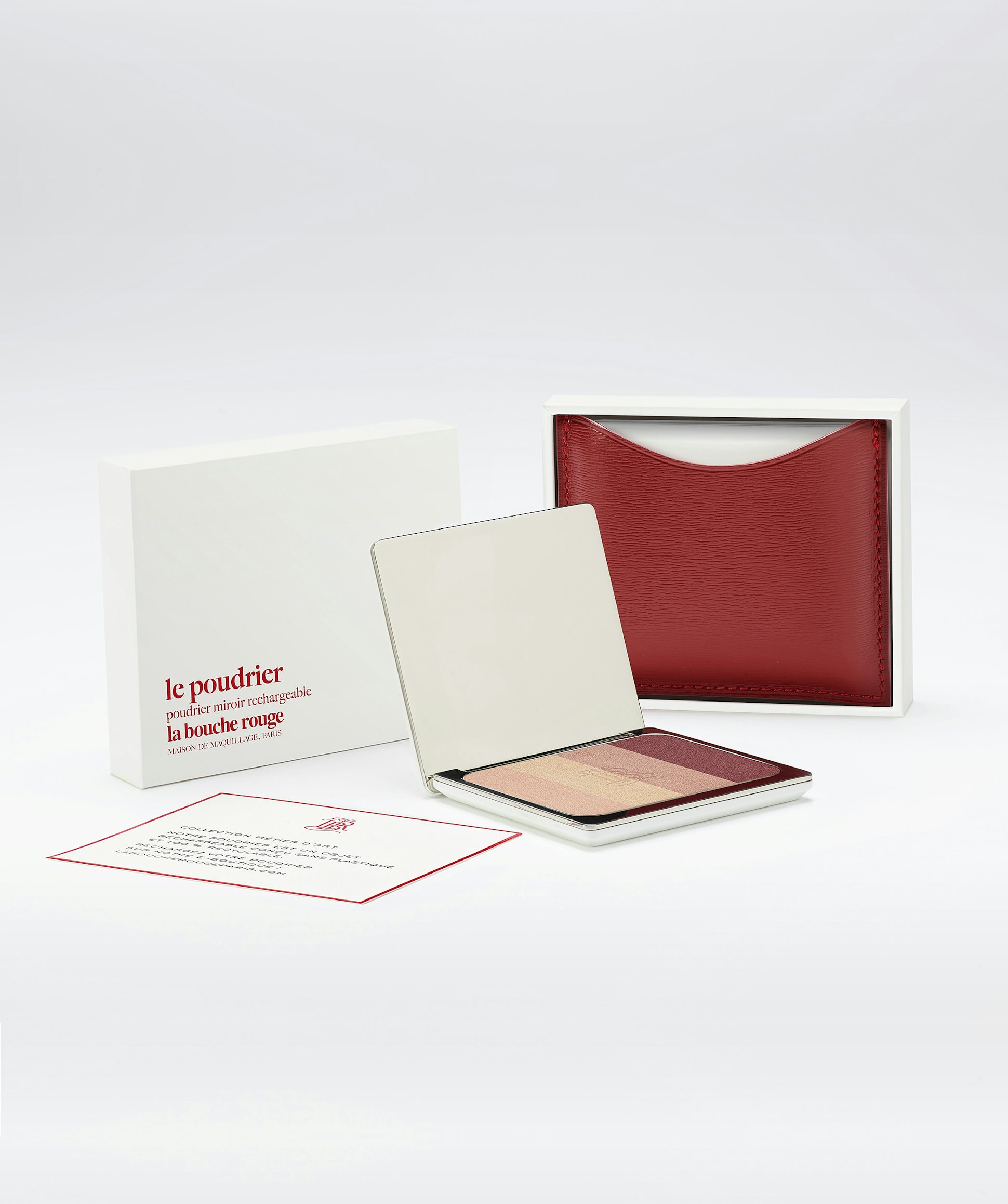 	La bouche rouge, Paris Les Ombres Salton in the red fine leather compact case