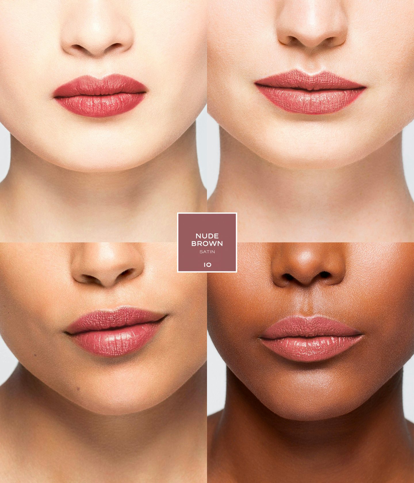 La bouche rouge Nude Brown lipstick in the lips of the models 