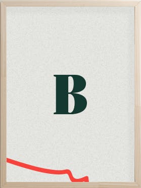 lettre b majuscule verte dans cadre 