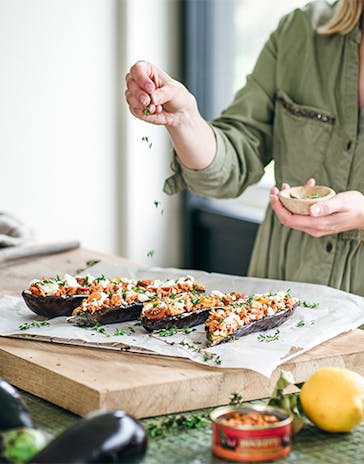 Aubergines à l’émietté de thon à la Luzienne
