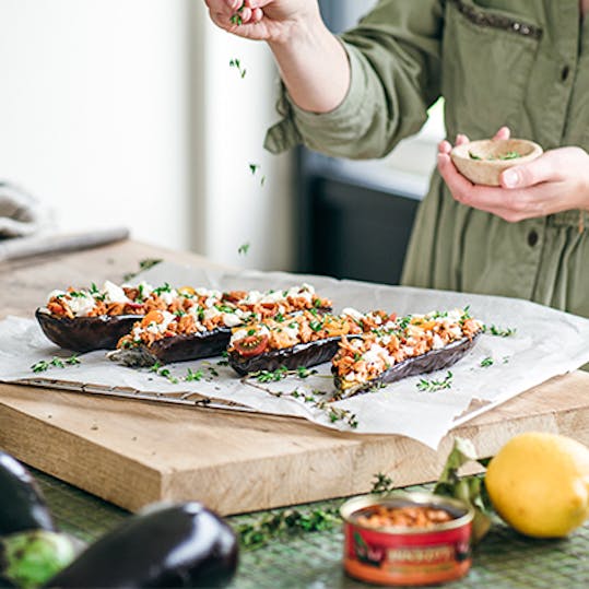 recette la belle-iloise aubergine à l'émietté de thon à la luzienne