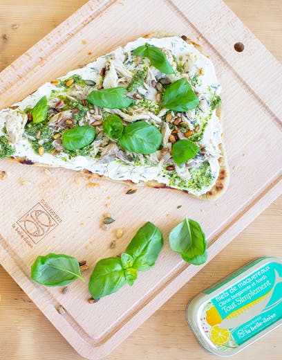 flatbread au maquereau ricotta