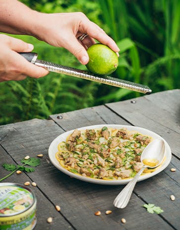 Courgette and crumbled Mackerel salad
