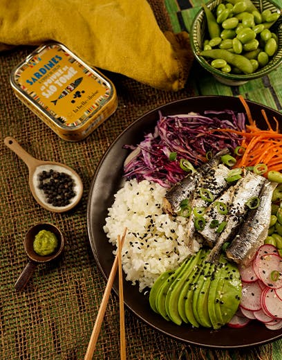 recette la belle-iloise poké bowl aux sardines sao tomé