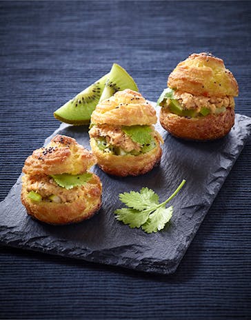 Choux buns with Pollack rillettes