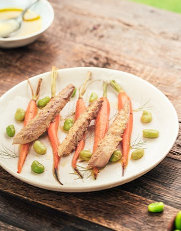 Carottes grillées et filets de Maquereaux citron et 5 baies