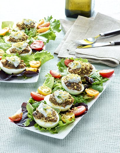 œufs au concassé d'aubergines façon mimosa