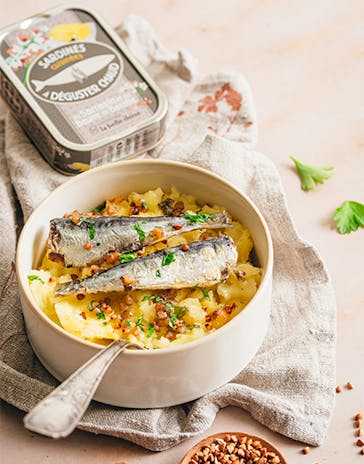 Purée à l'ancienne et Sardines sarrasin