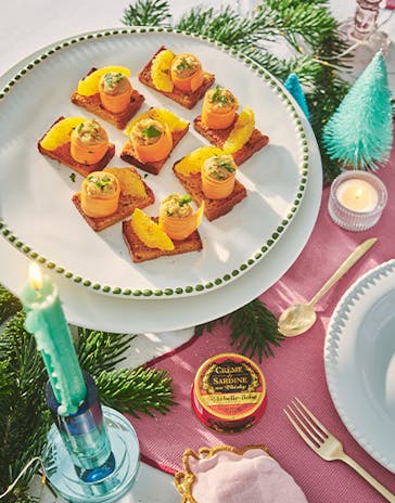 Carrot mille-feuille with Sardine cream