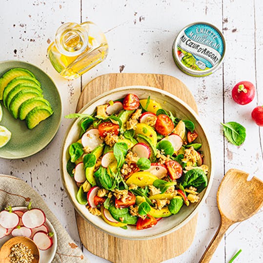 recette salade armorique de l'émietté de maquereau coeur d'argoat