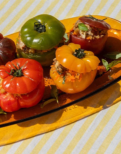 recette tomates farcies à l'emietté de thon au citron de menton