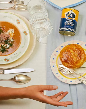 Puff Pastry with Mussel Velouté and Oyster Mushrooms
