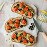 Roasted tomato sandwiches and organic hummus with Brittany seaweed