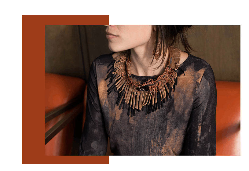 Necklace - Leather - Orange - La Bete