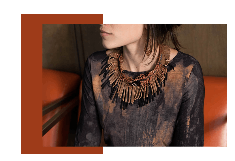 Collier - Cuire - Orange - La Bete