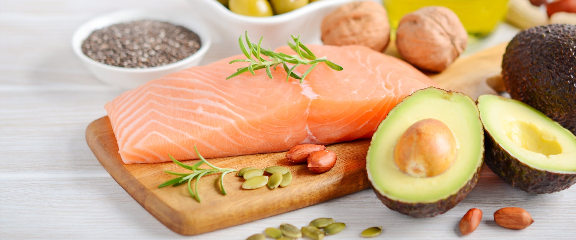 Food with omega3 acids - salmon, avokado, nuts - to superpower your brain