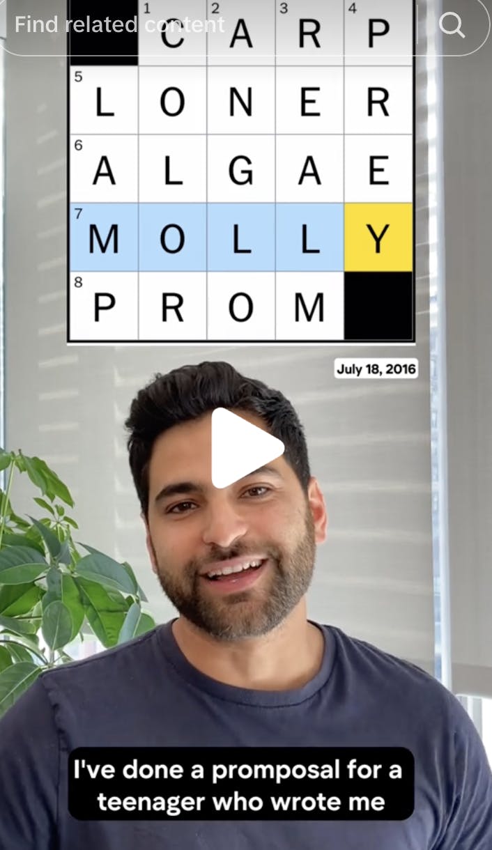 Promposal NYT Mini Puzzle 2016