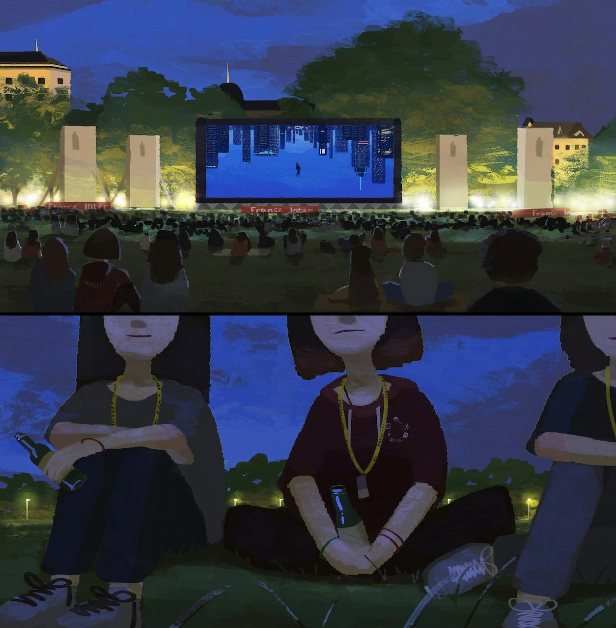 Two people watching a movie