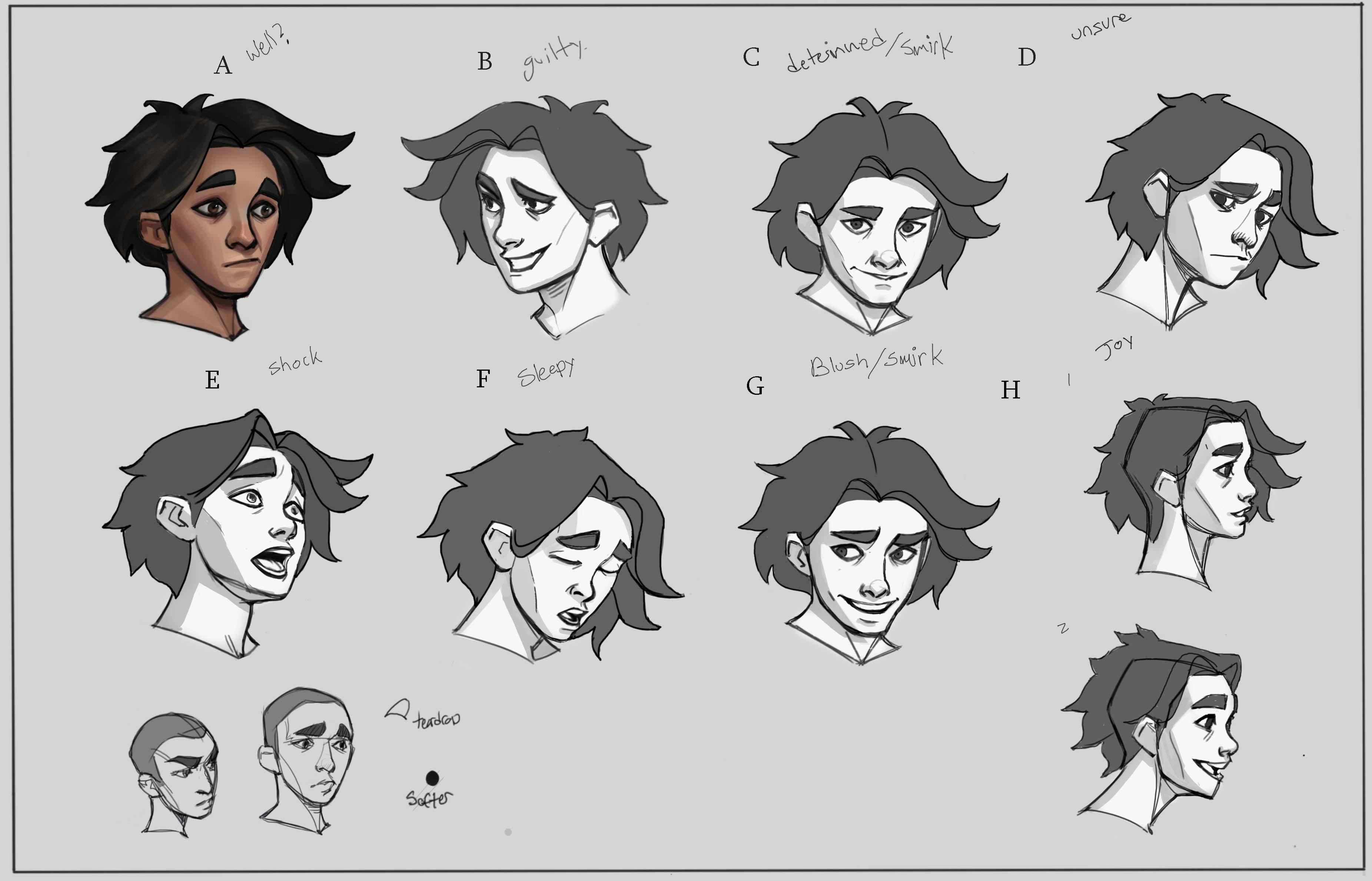 Animated character head concepts