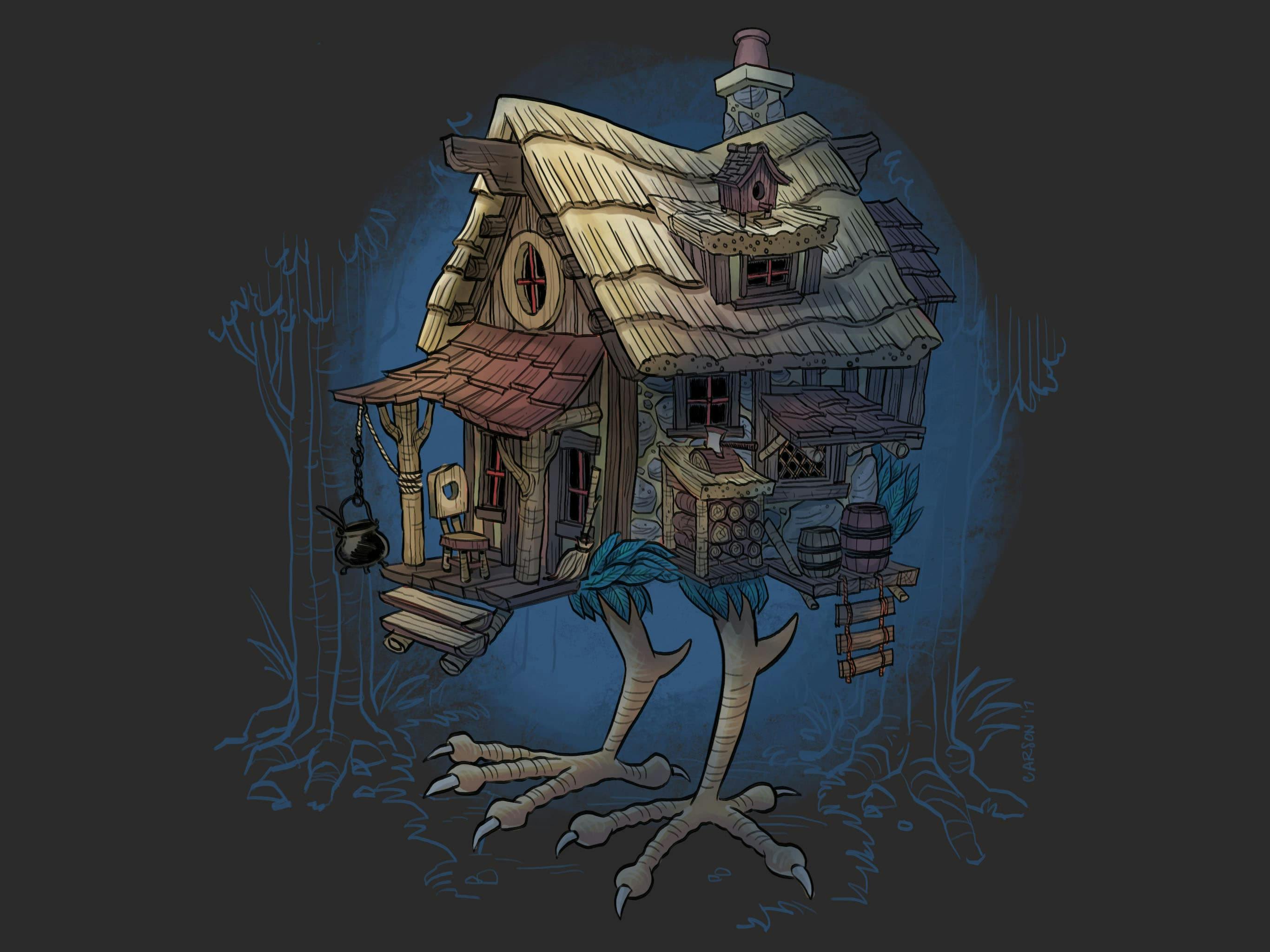 A cottage with chicken legs