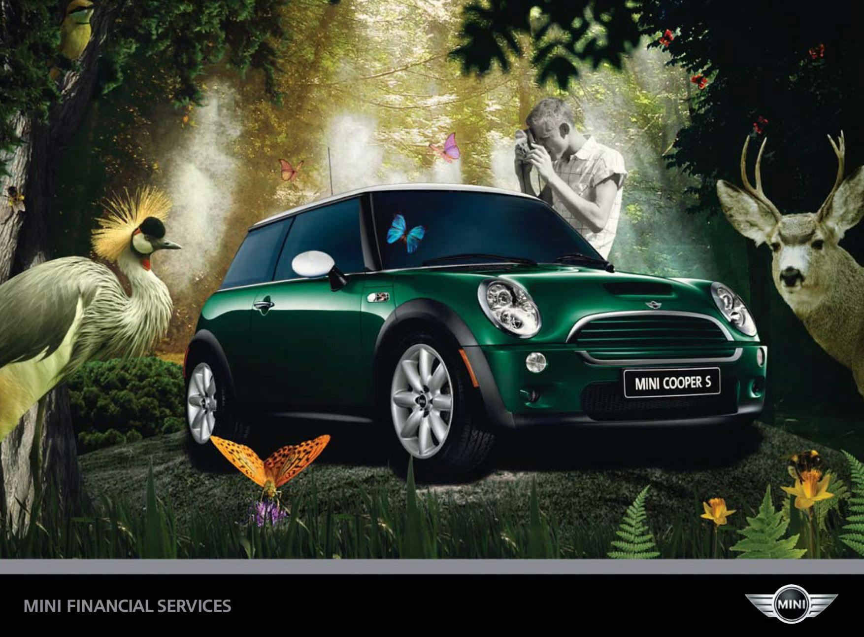 Green Mini Cooper ad