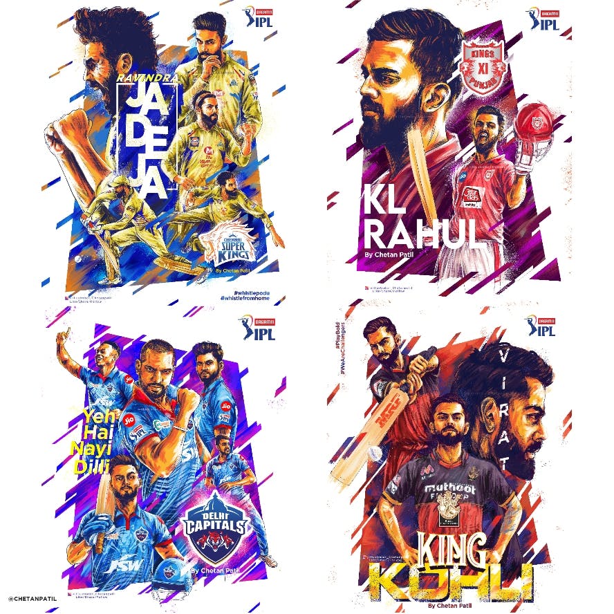 A collage of four sports posters