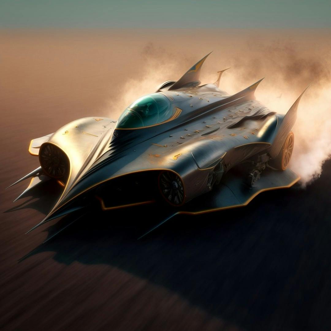 3D model of a sci fi car racing in sand