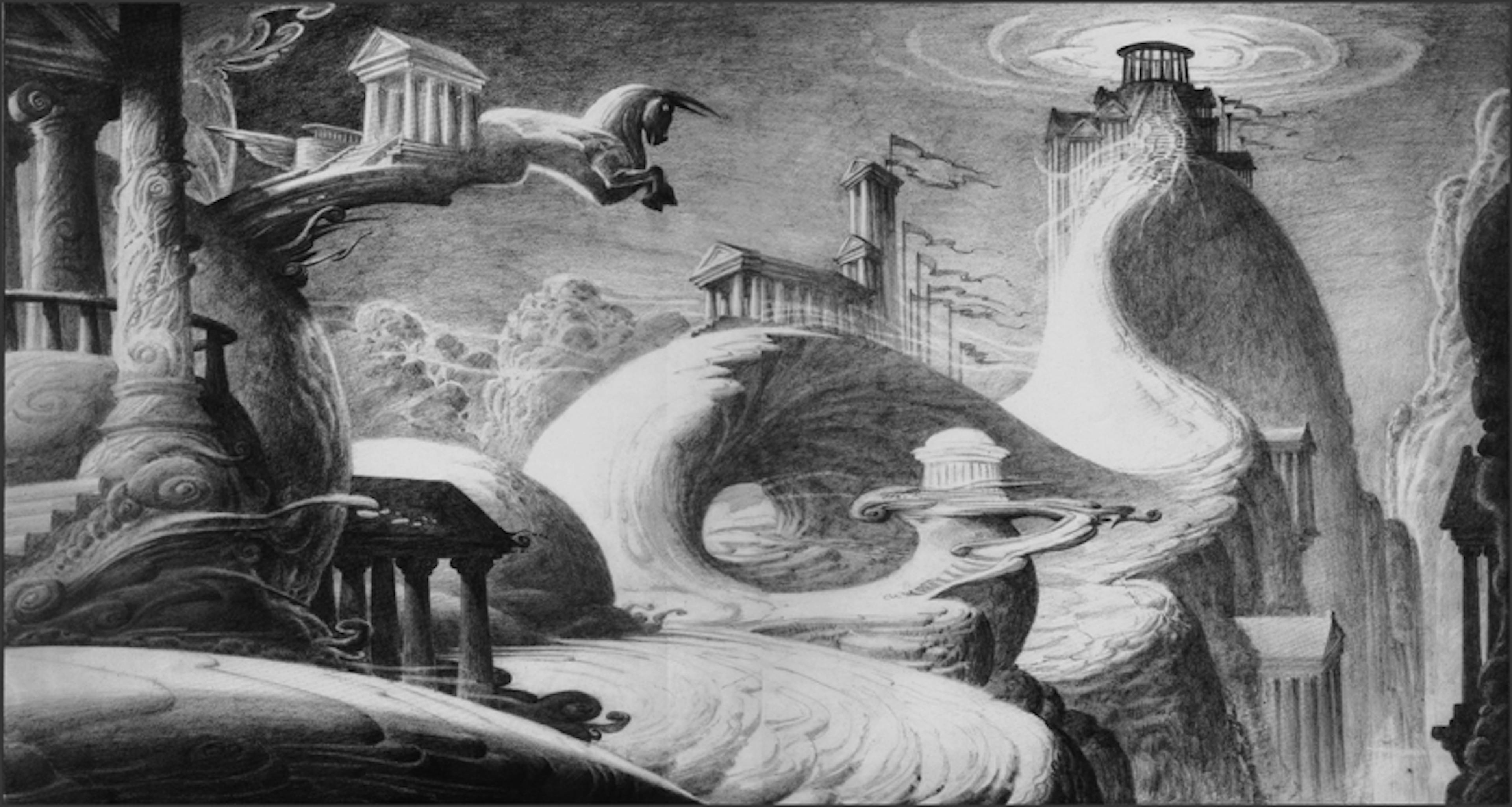 Concept art of Mount Olympus from Hercules