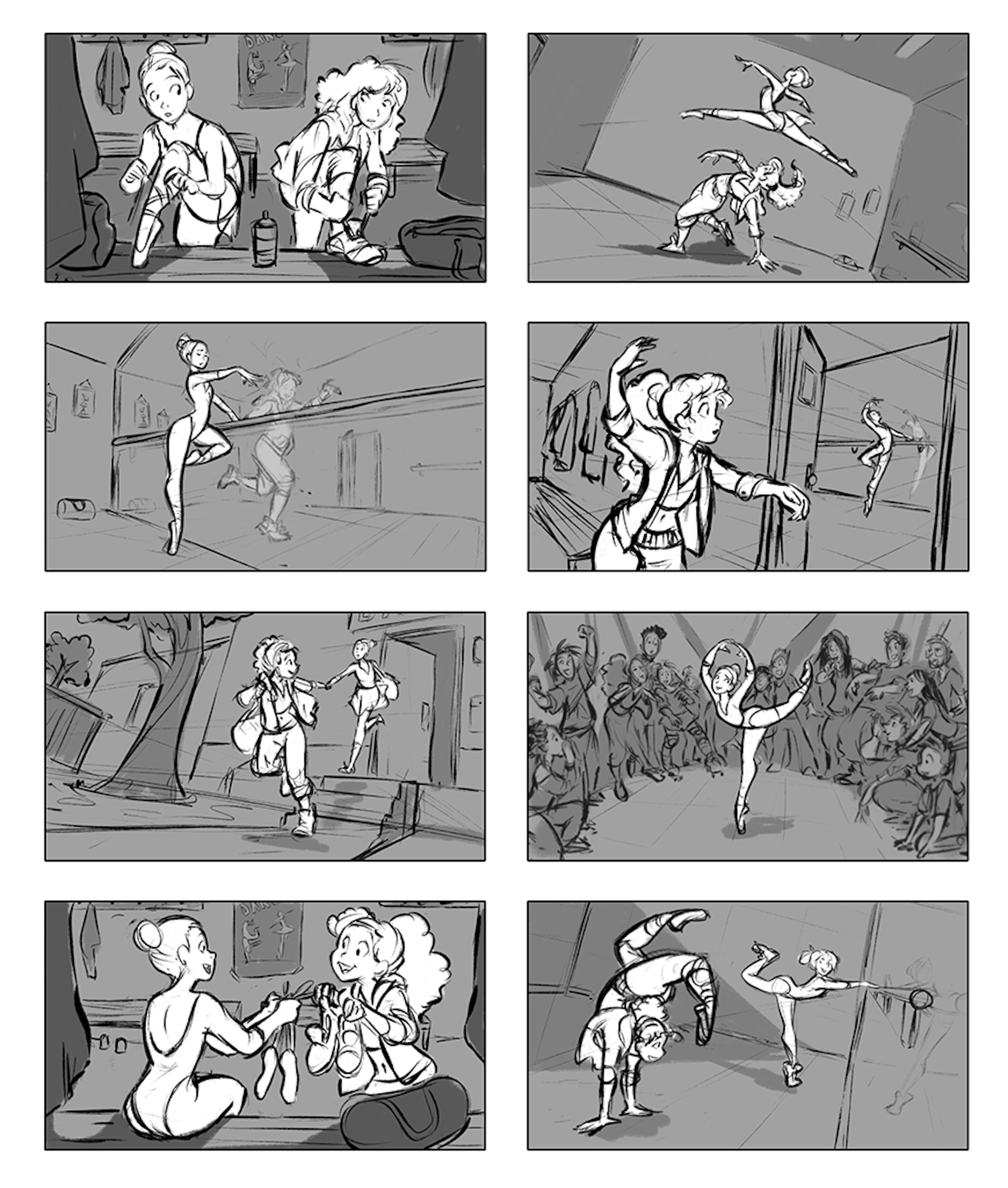 Storyboard of a dancing sequence