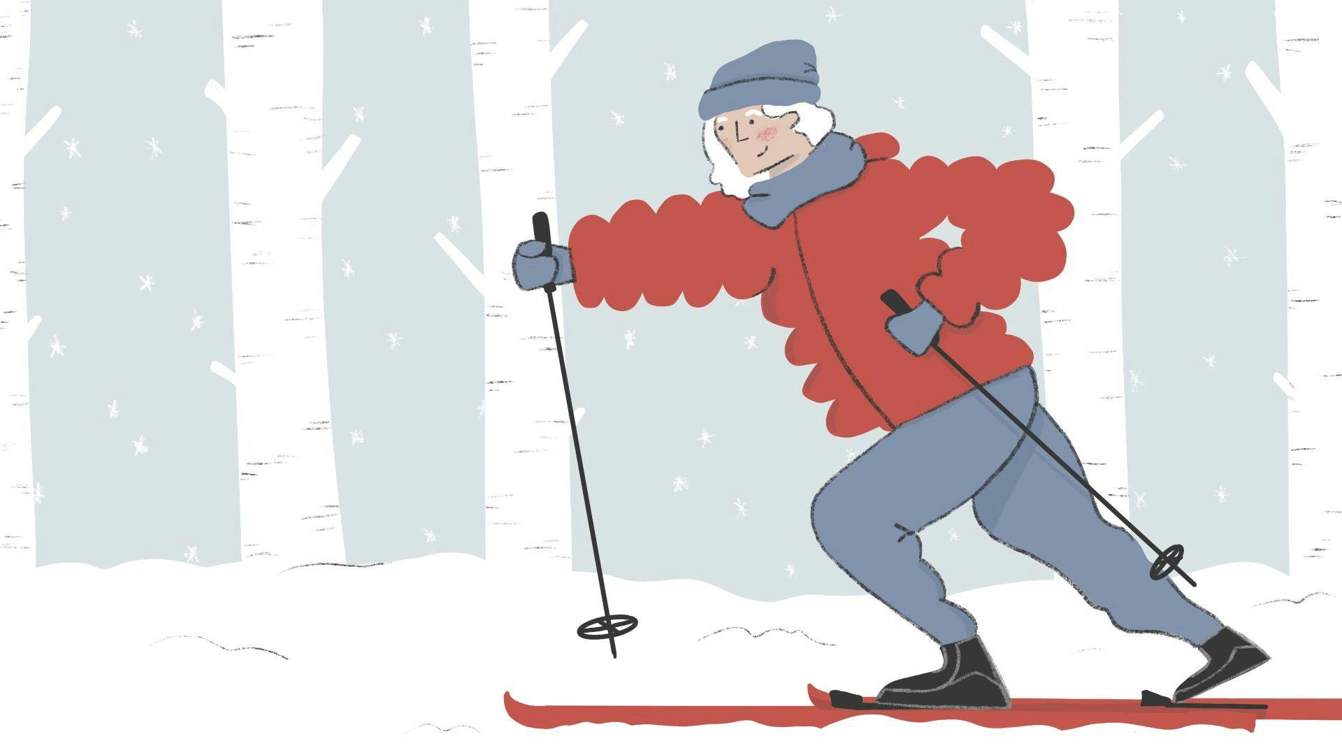 An illustration of skiing in Canada