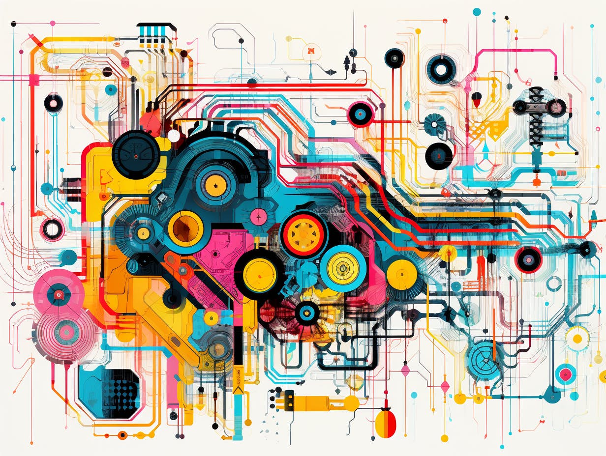 Abstract circuit board creative design representing a uxui design critical success website.