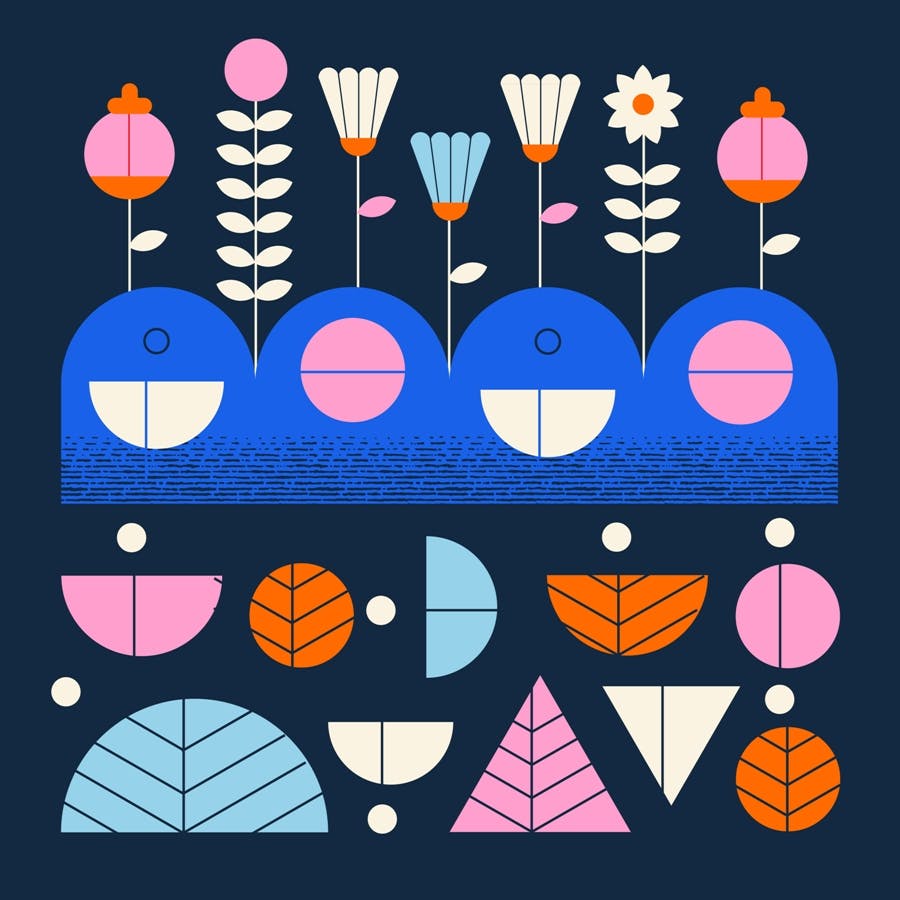 An illustration of a graphic garden