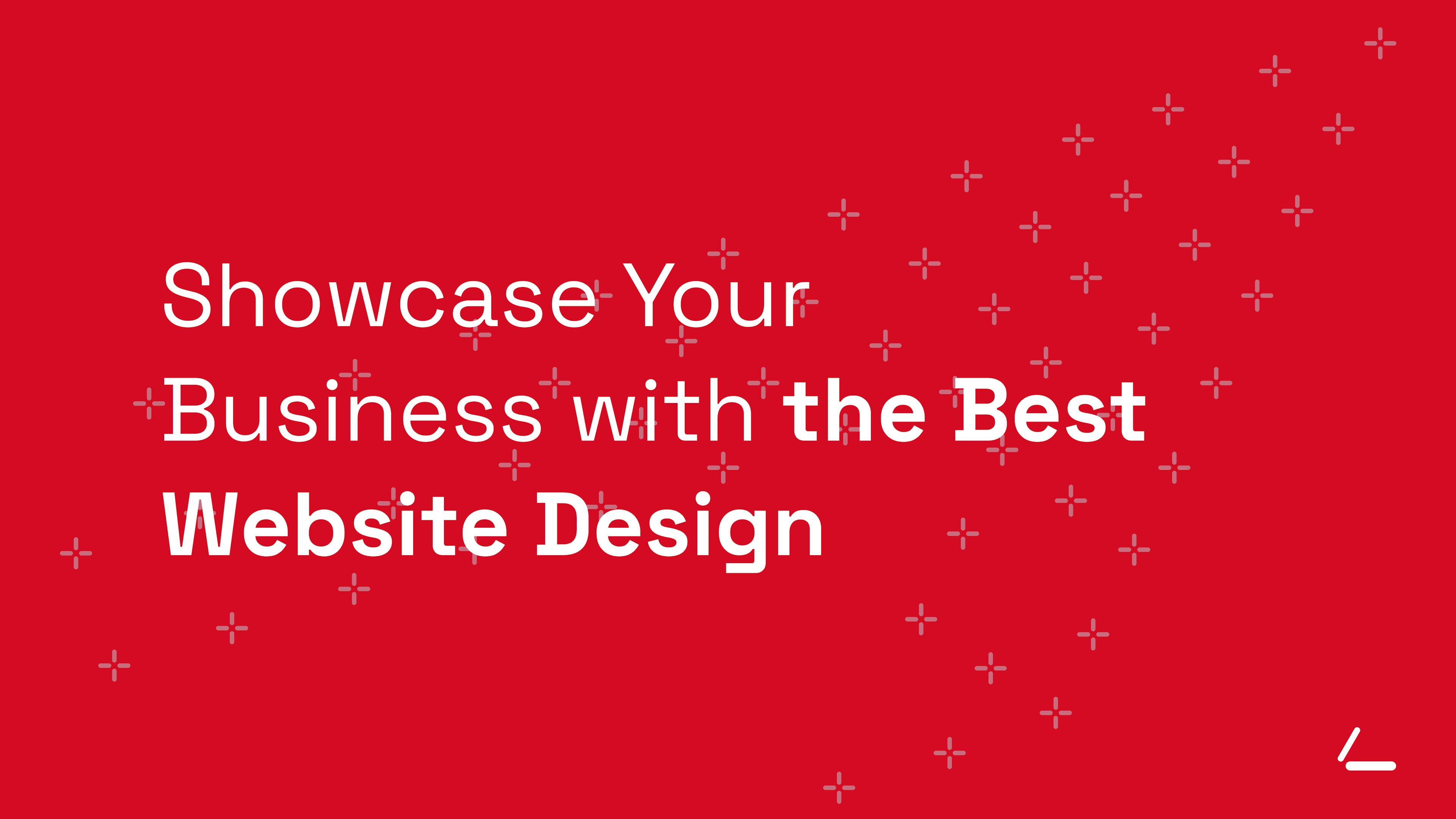 SEO Article Header - Red background with text about showcasing business with web design
