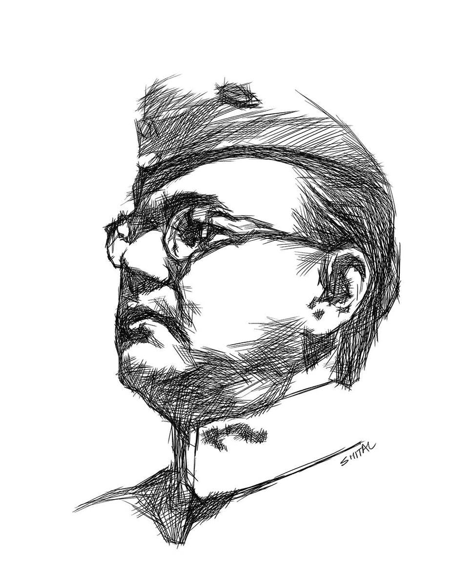 Sketch portrait of a military man