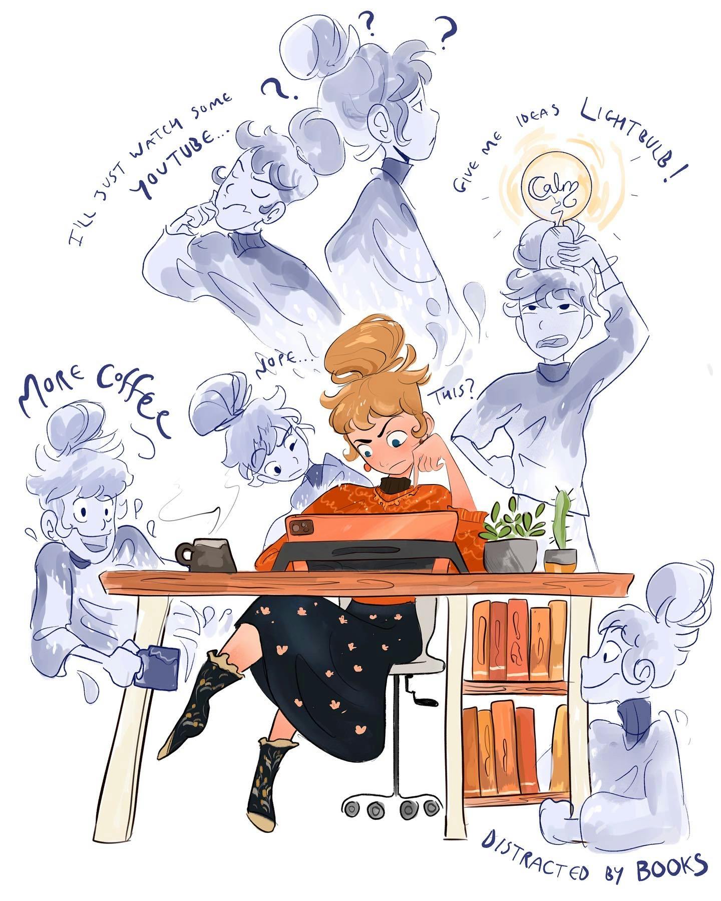 A woman dealing with writer's block