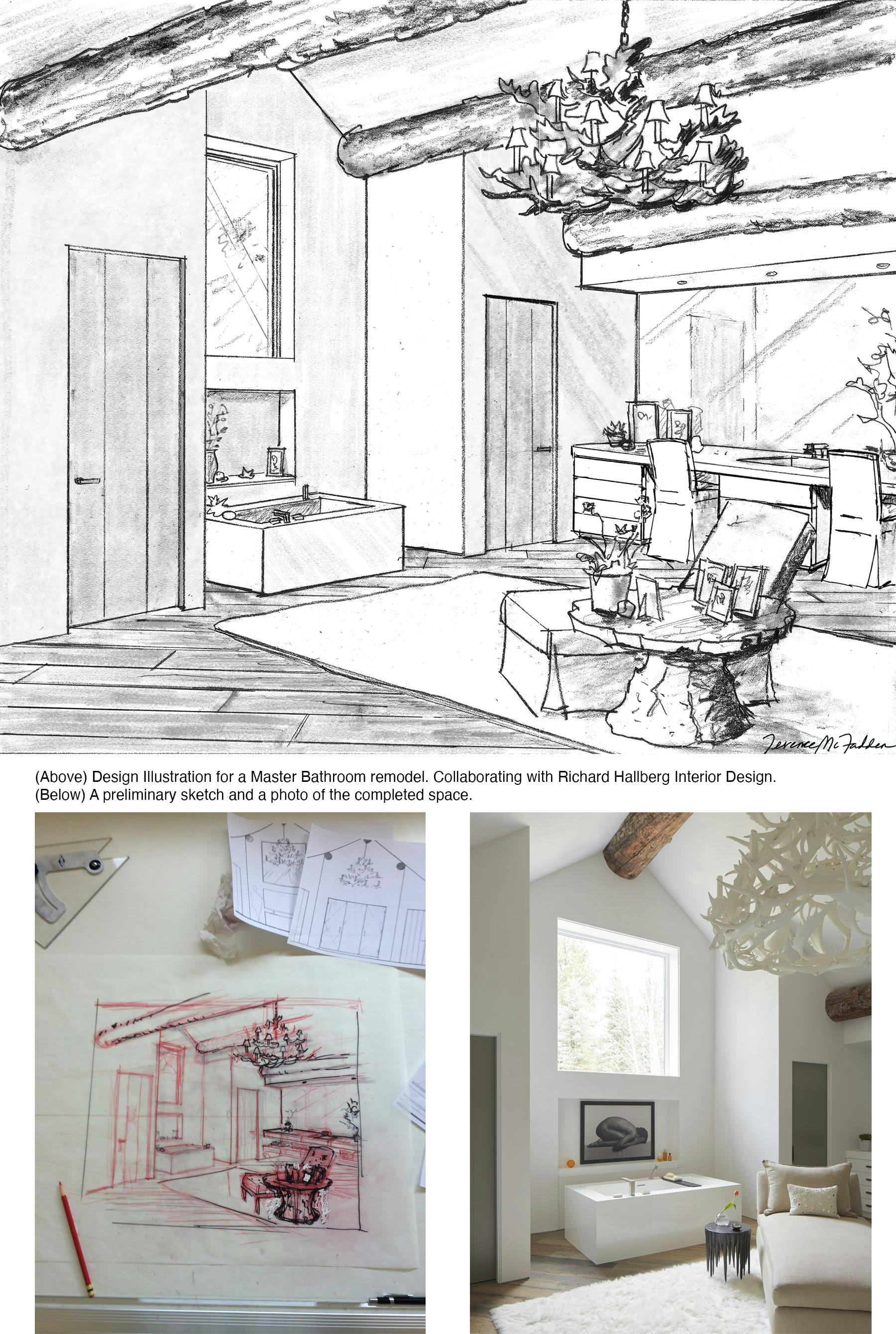 Concept sketch of an interior
