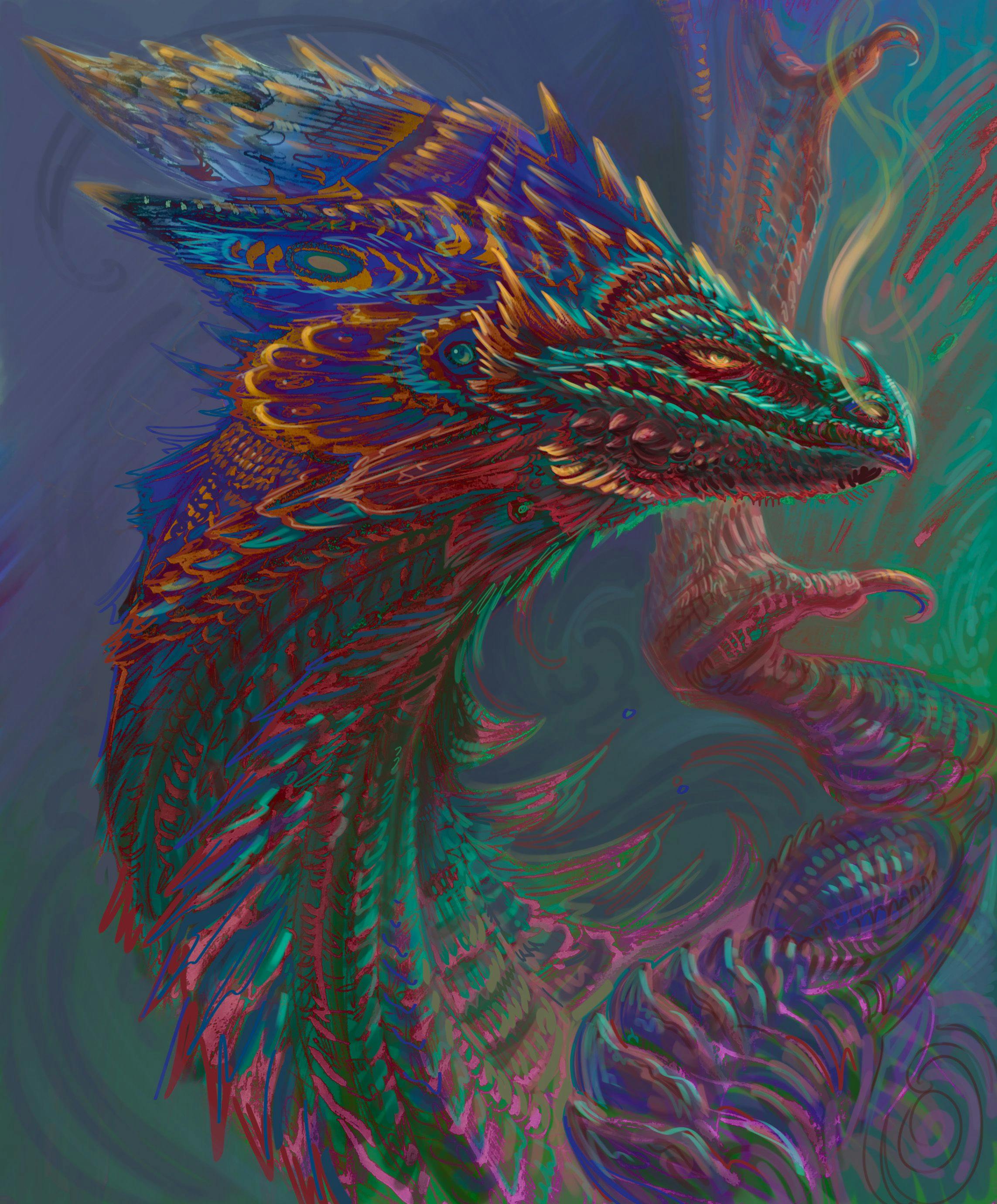 A multi-colored dragon