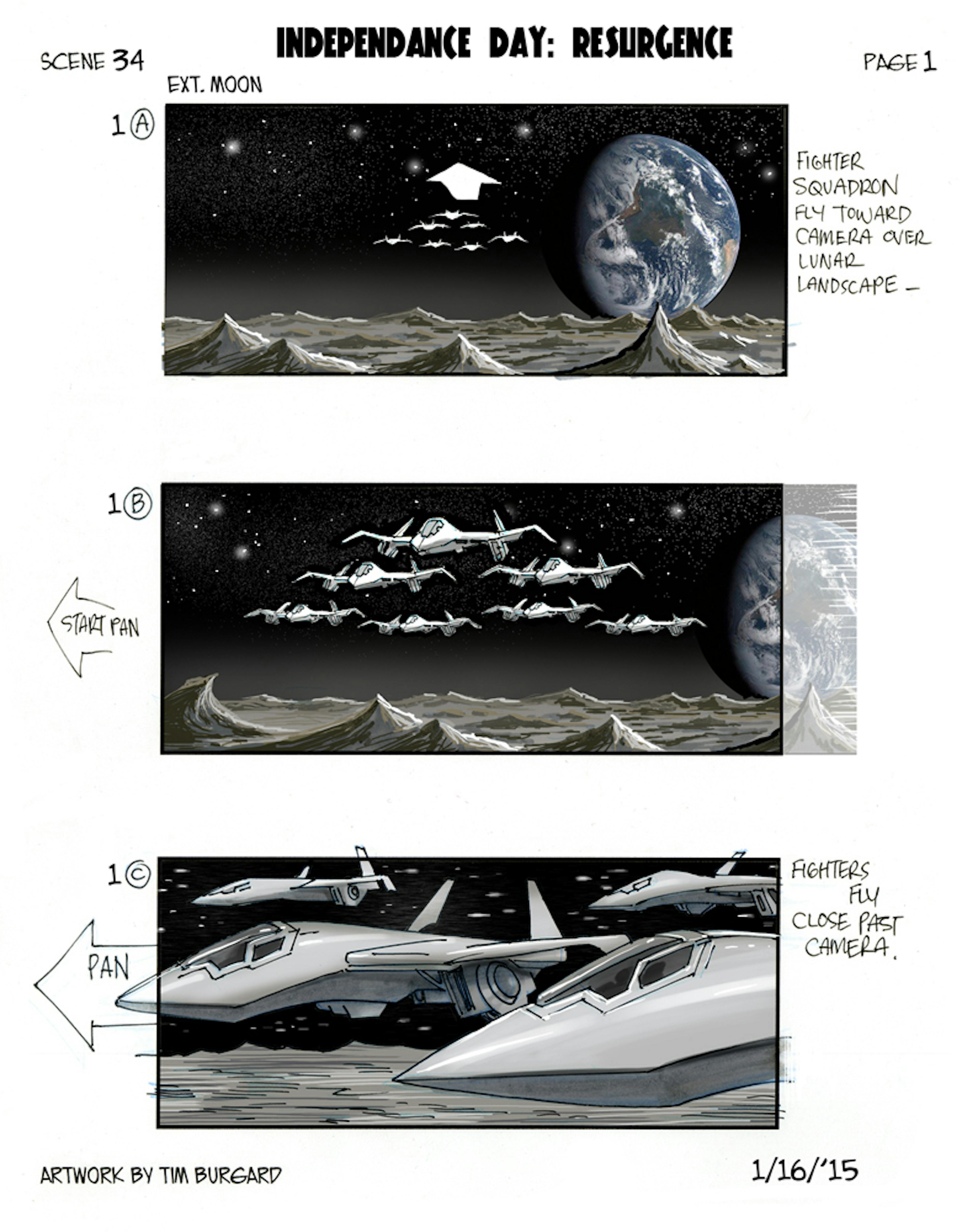 Storyboards from Independence Day: Resurgance