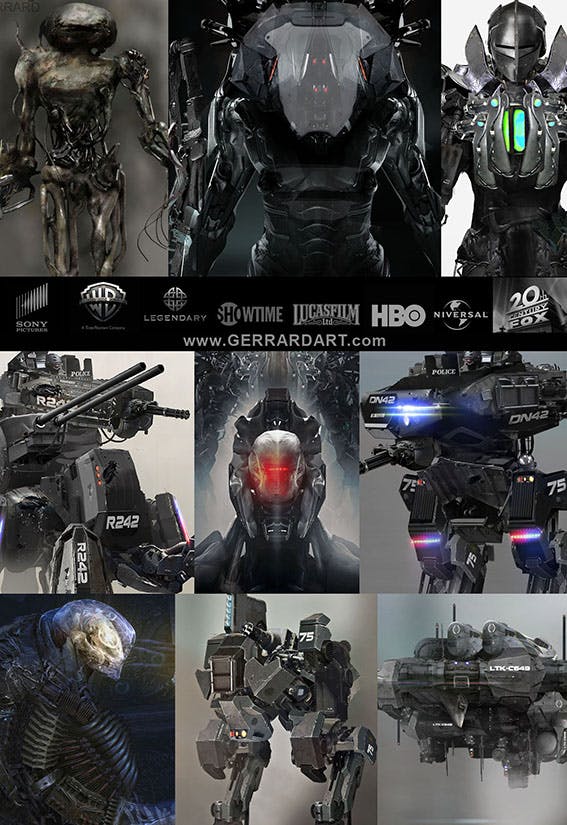 Concept art of mechs