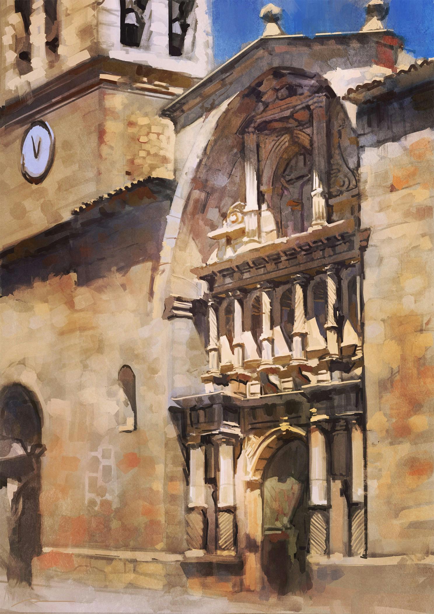 Painting of an ancient building