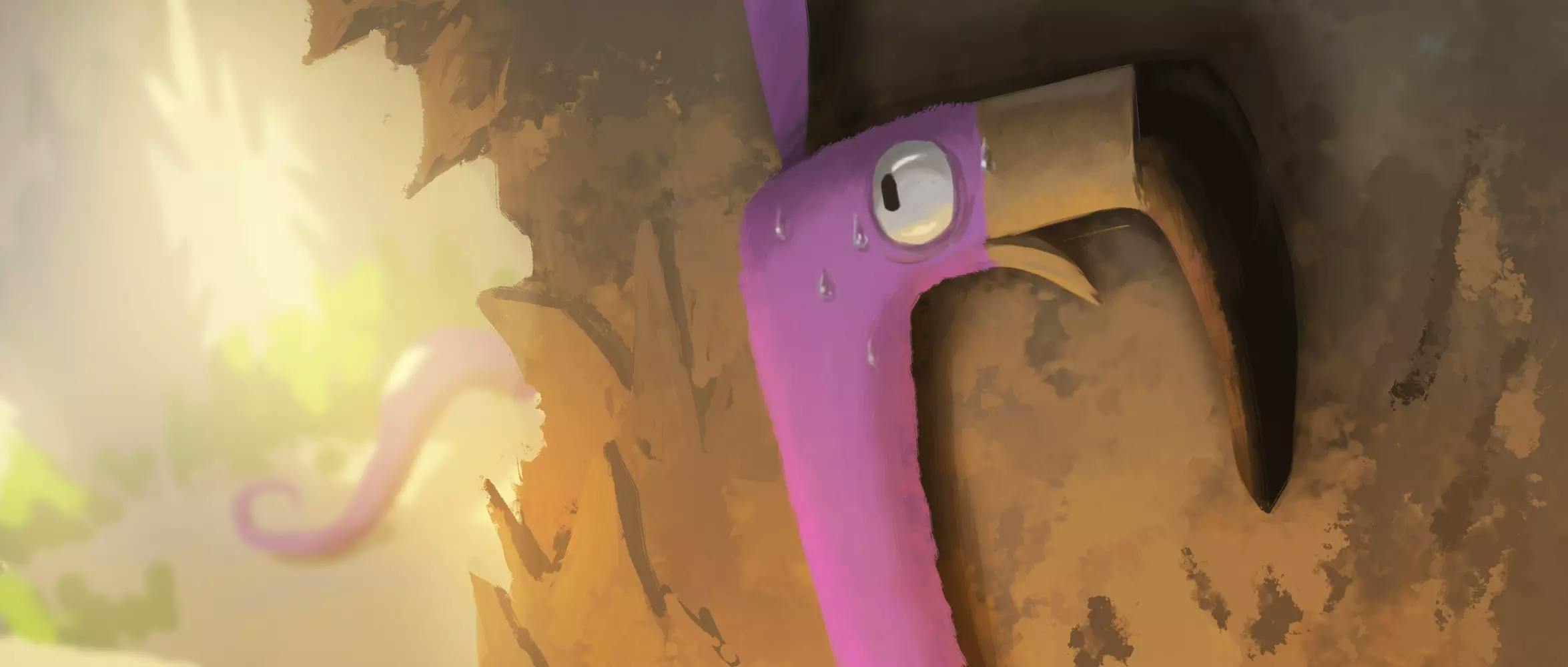 An illustration of a scared flamingo