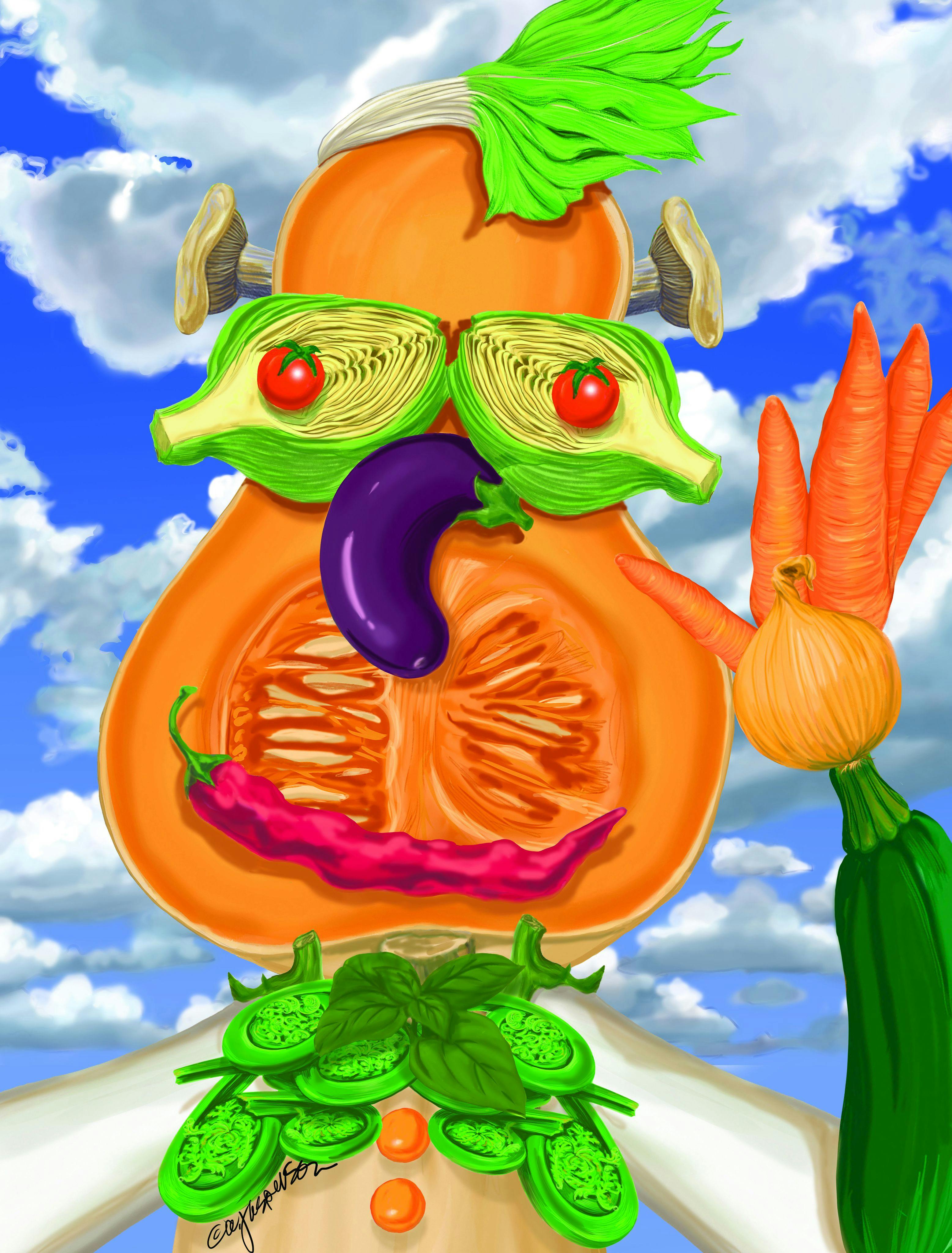 A face made from vegetables