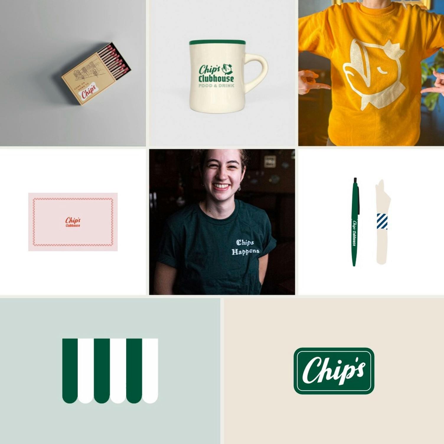 A collage of merch for Chip's Clubhouse
