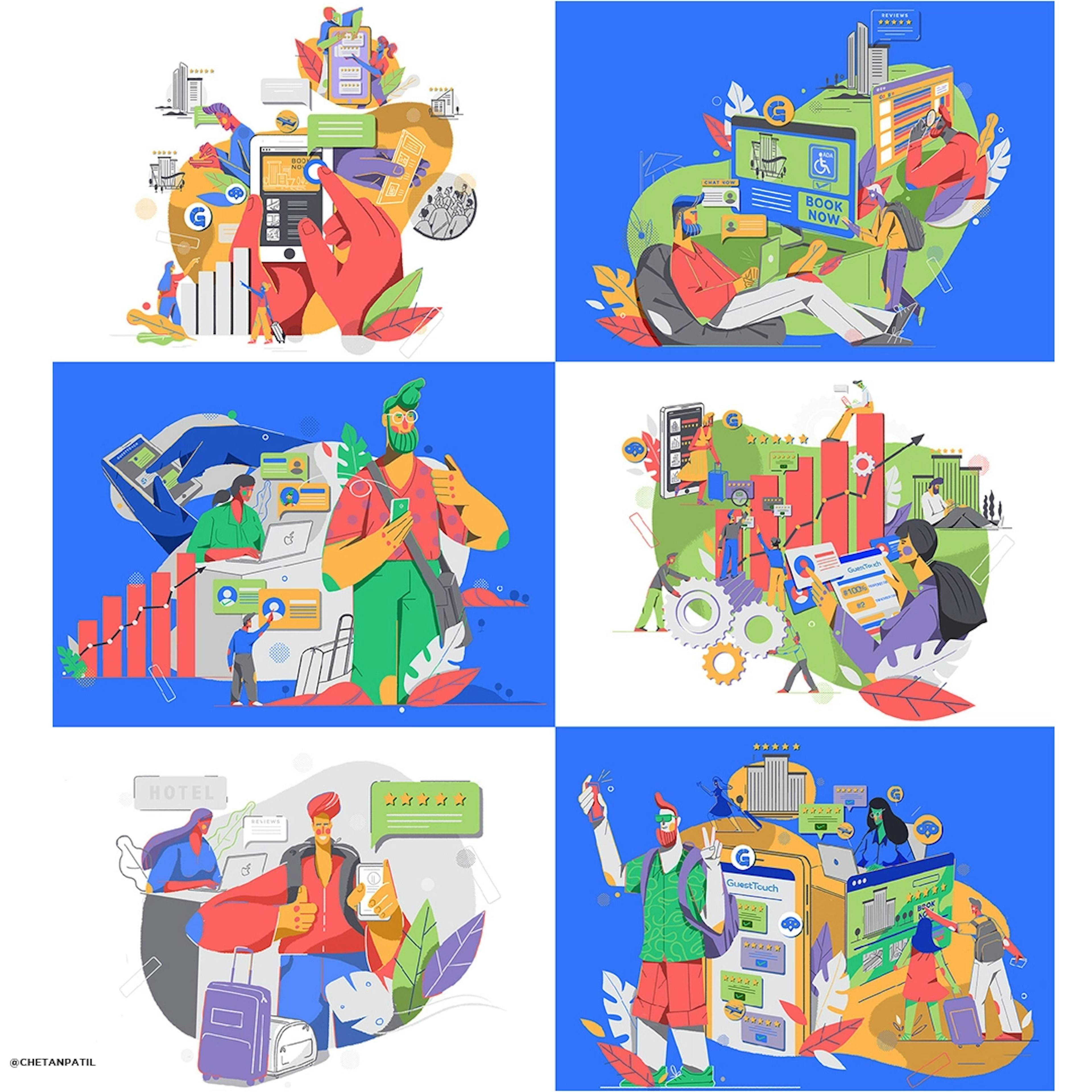 Six examples of vector illustration