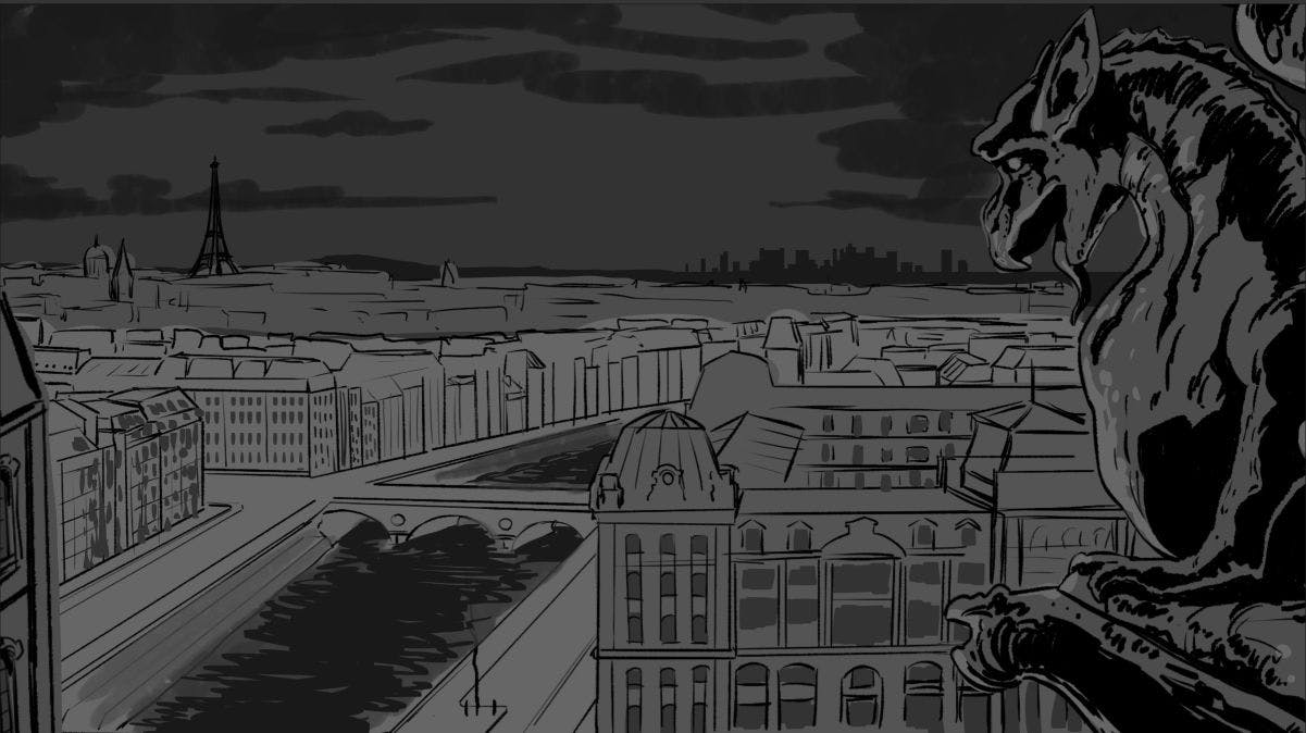 Storyboard of Paris at night