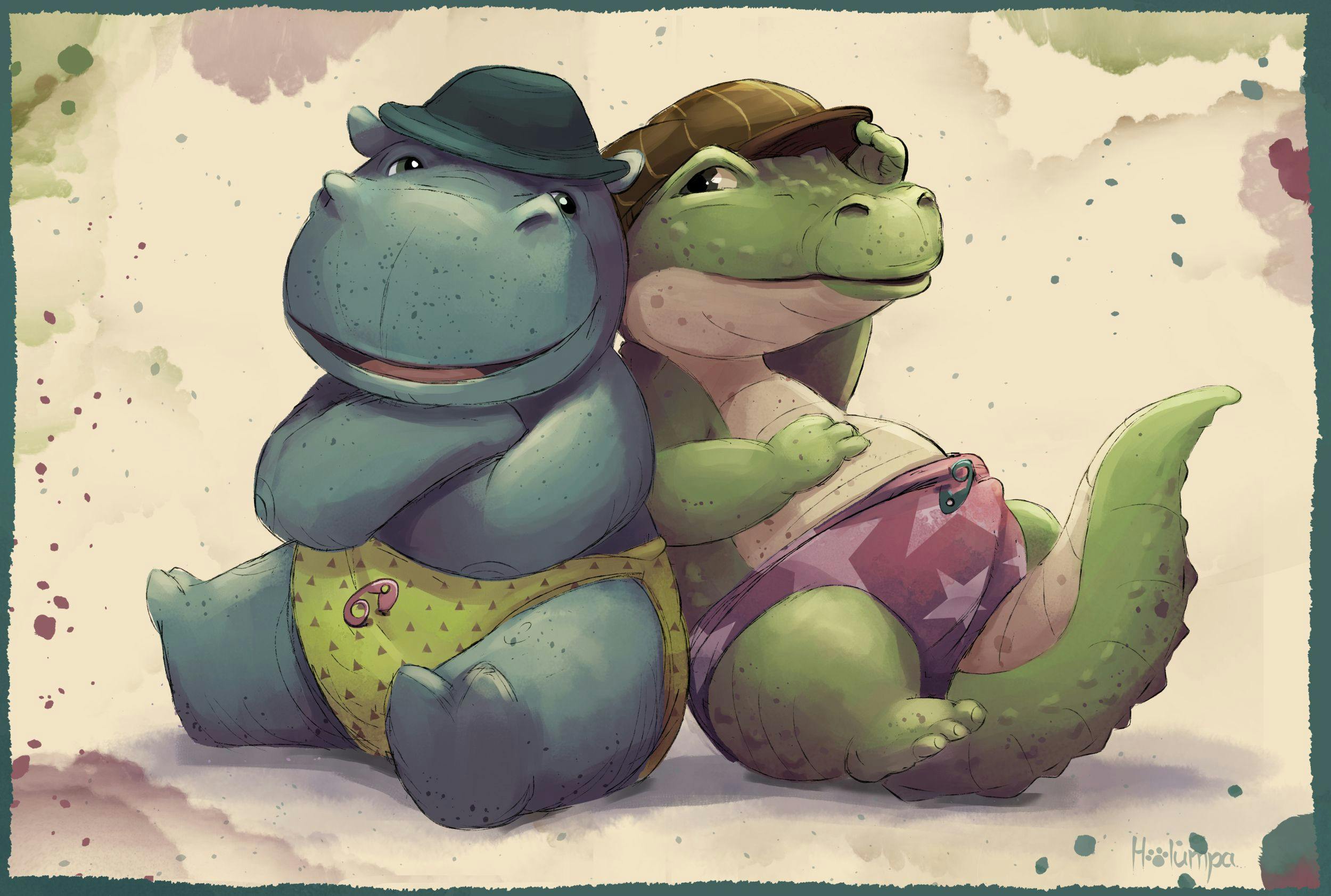 A hippo and a gator, best friends