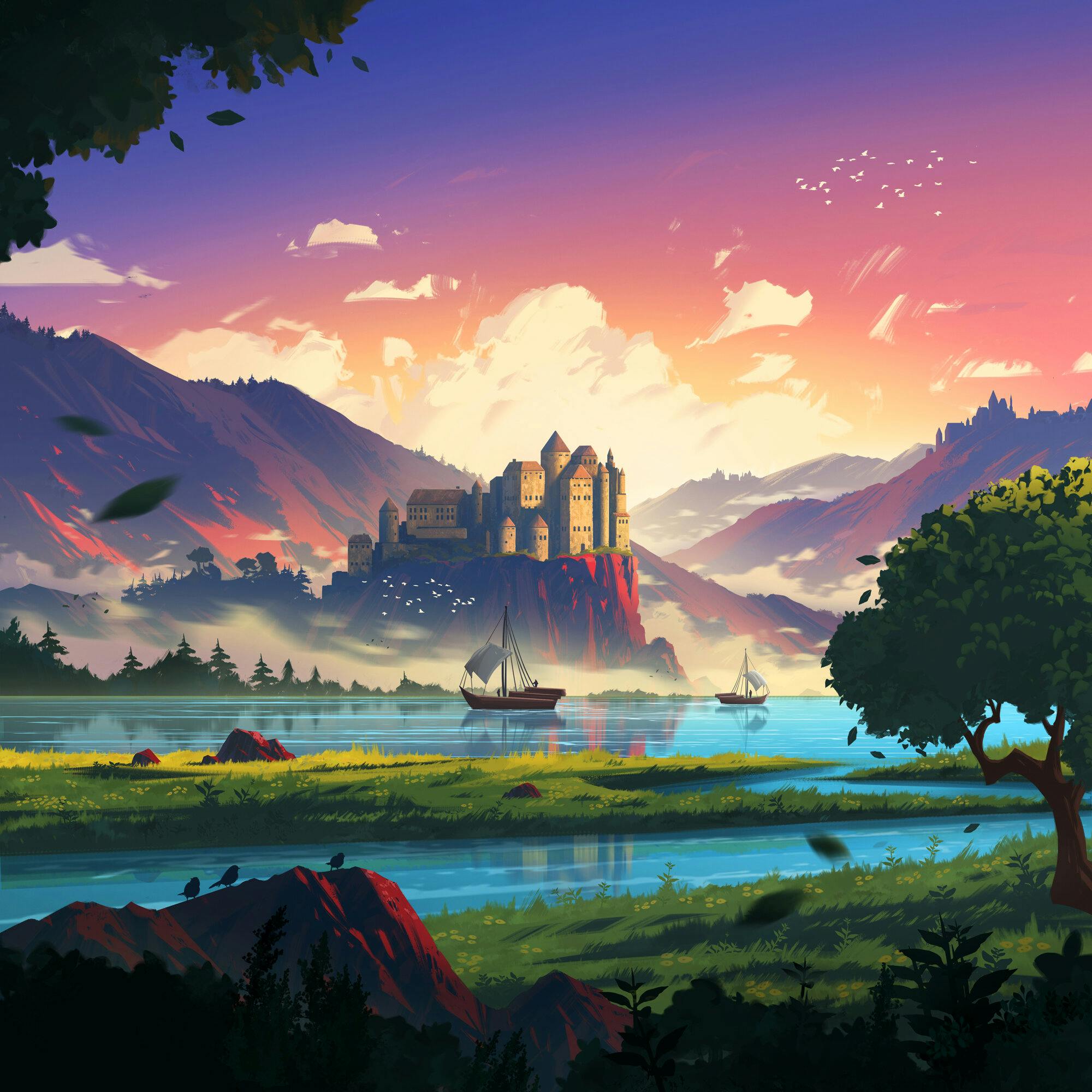 A landscape of a castle