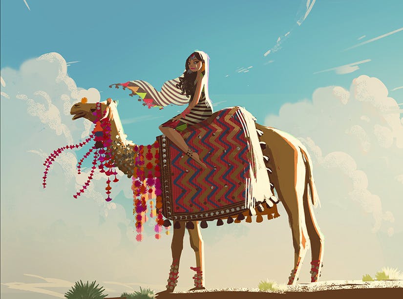 A woman on a camel