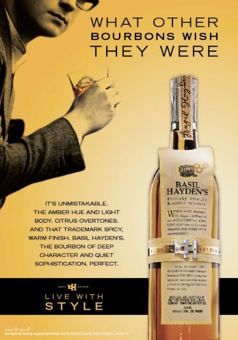 An ad for Basil Hayden's bourbon