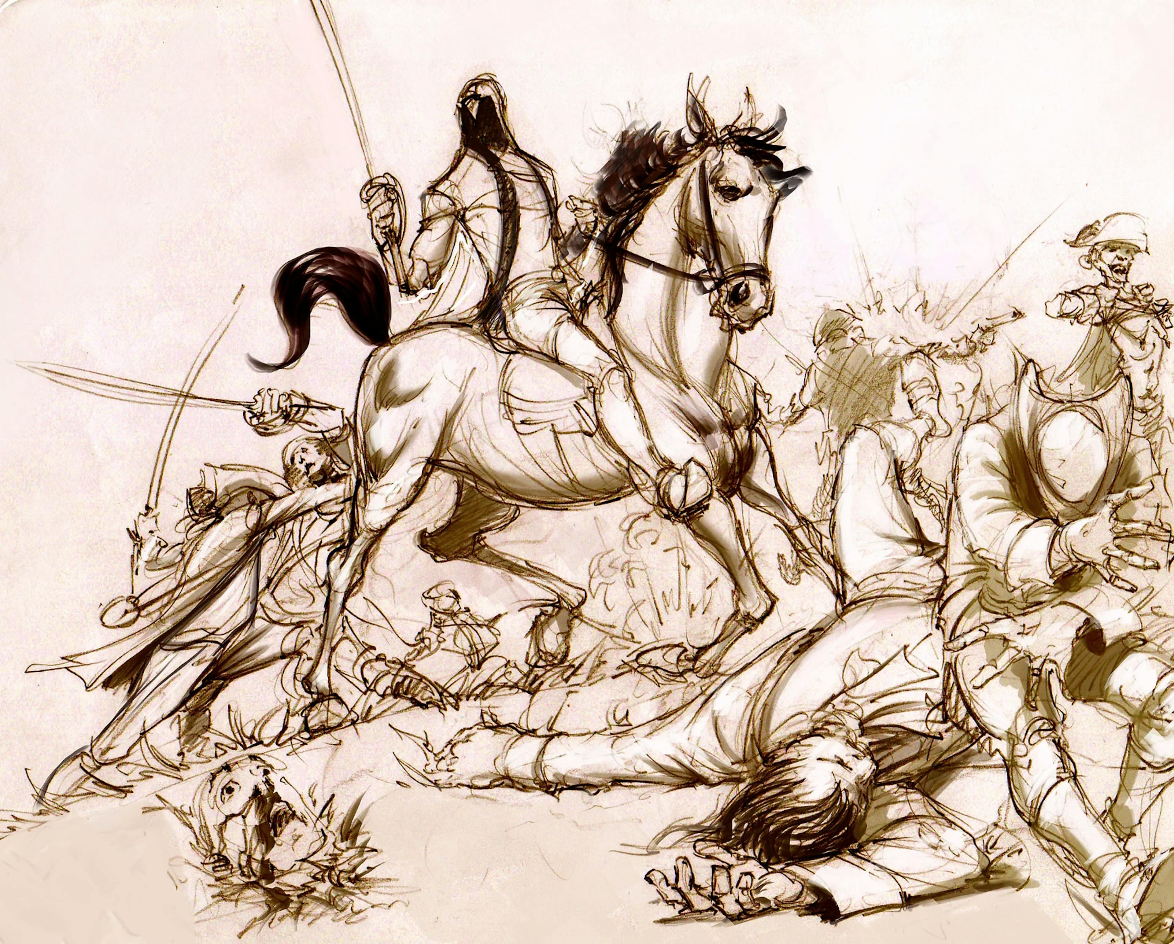 Sketch of a man on horseback